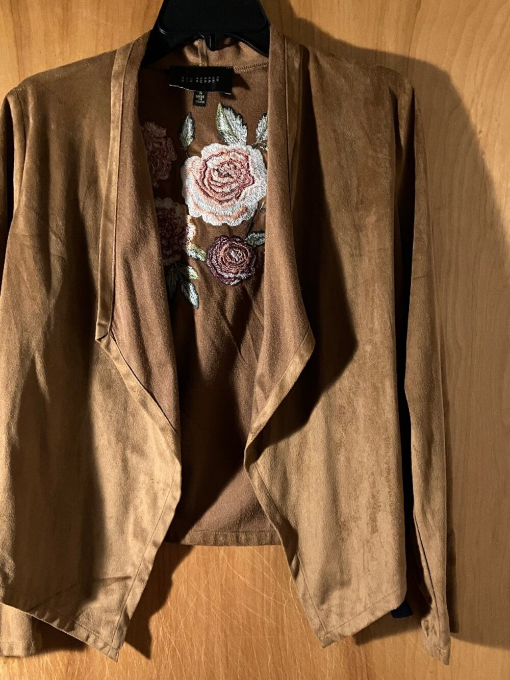 fAUX SUEDE OPEN FRONT JACKET